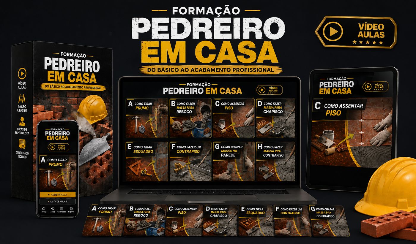 Formação Pedreiro em Casa: vídeo aulas no notebook, tablet e celular